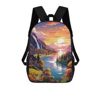 sinyumoney 3D Printed School Bag Autumnal Lake Sunset Kid's Backpack Bookbag Cute Rucksacks Waterproof Fashion Casual Schoolbag for Kids 17inch