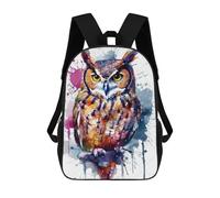 sinyumoney 3D Printed School Bag Bird Owl Watercolor Kid's Backpack Bookbag Cute Rucksacks Waterproof Fashion Casual Schoolbag for Kids 17inch