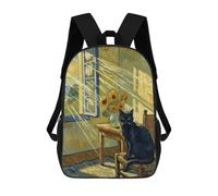 sinyumoney 3D Printed School Bag Black Cat in Style Kid's Backpack Bookbag Cute Rucksacks Waterproof Fashion Casual Schoolbag for Kids 17inch