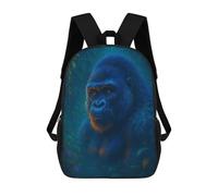 sinyumoney 3D Printed School Bag Blue Gorilla in Jungle Kid's Backpack Bookbag Cute Rucksacks Waterproof Fashion Casual Schoolbag for Kids 17inch