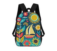 sinyumoney 3D Printed School Bag Boat in Sunflower Garden Kid's Backpack Bookbag Cute Rucksacks Waterproof Fashion Casual Schoolbag for Kids 17inch
