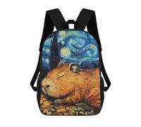 sinyumoney 3D Printed School Bag Capybara Sleeping Starry Night Kid's Backpack Bookbag Cute Rucksacks Waterproof Fashion Casual Schoolbag for Kids 17inch