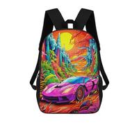 sinyumoney 3D Printed School Bag Car Journey Kid's Backpack Bookbag Cute Rucksacks Waterproof Fashion Casual Schoolbag for Kids 17inch