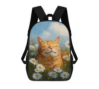 sinyumoney 3D Printed School Bag Cat in Daisy Field Painting -1 Kid's Backpack Bookbag Cute Rucksacks Waterproof Fashion Casual Schoolbag for Kids 17inch