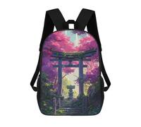 sinyumoney 3D Printed School Bag Cherry Blossom Torii Gate Kid's Backpack Bookbag Cute Rucksacks Waterproof Fashion Casual Schoolbag for Kids 17inch
