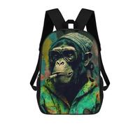 sinyumoney 3D Printed School Bag Chill Monkey Vibe -2 Kid's Backpack Bookbag Cute Rucksacks Waterproof Fashion Casual Schoolbag for Kids 17inch