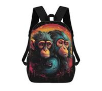 sinyumoney 3D Printed School Bag Chimpanzee Yin Yang Artwork Kid's Backpack Bookbag Cute Rucksacks Waterproof Fashion Casual Schoolbag for Kids 17inch