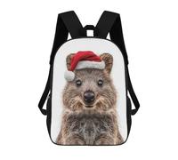sinyumoney 3D Printed School Bag Christmas Quokka Portrait Kid's Backpack Bookbag Cute Rucksacks Waterproof Fashion Casual Schoolbag for Kids 17inch