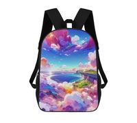 sinyumoney 3D Printed School Bag Cloudy Paradise Landscape Kid's Backpack Bookbag Cute Rucksacks Waterproof Fashion Casual Schoolbag for Kids 17inch