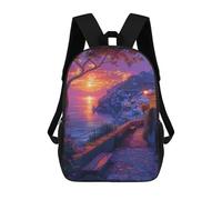 sinyumoney 3D Printed School Bag Coastal Sunset Serenity Kid's Backpack Bookbag Cute Rucksacks Waterproof Fashion Casual Schoolbag for Kids 17inch