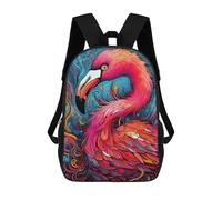 sinyumoney 3D Printed School Bag Colorful Abstract Flamingo Art-2 Kid's Backpack Bookbag Cute Rucksacks Waterproof Fashion Casual Schoolbag for Kids 17inch