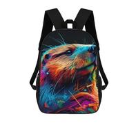 sinyumoney 3D Printed School Bag Colorful Beaver Portrait Kid's Backpack Bookbag Cute Rucksacks Waterproof Fashion Casual Schoolbag for Kids 17inch