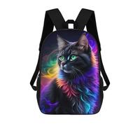 sinyumoney 3D Printed School Bag Colorful Cat Artwork Kid's Backpack Bookbag Cute Rucksacks Waterproof Fashion Casual Schoolbag for Kids 17inch
