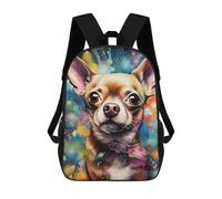 sinyumoney 3D Printed School Bag Colorful Chihuahua Portrait -1 Kid's Backpack Bookbag Cute Rucksacks Waterproof Fashion Casual Schoolbag for Kids 17inch