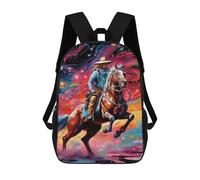 sinyumoney 3D Printed School Bag Colorful Cowboy Ride Kid's Backpack Bookbag Cute Rucksacks Waterproof Fashion Casual Schoolbag for Kids 17inch