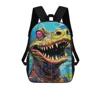 sinyumoney 3D Printed School Bag Colorful Crocodile Portrait Kid's Backpack Bookbag Cute Rucksacks Waterproof Fashion Casual Schoolbag for Kids 17inch