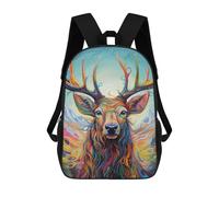 sinyumoney 3D Printed School Bag Colorful Deer Portrait-8 Kid's Backpack Bookbag Cute Rucksacks Waterproof Fashion Casual Schoolbag for Kids 17inch