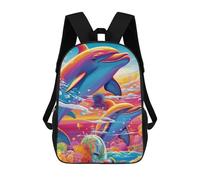 sinyumoney 3D Printed School Bag Colorful Dolphins Underwater Scene-1 Kid's Backpack Bookbag Cute Rucksacks Waterproof Fashion Casual Schoolbag for Kids 17inch