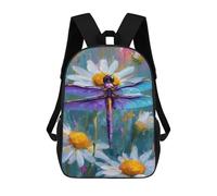 sinyumoney 3D Printed School Bag Colorful Dragonfly Painting Kid's Backpack Bookbag Cute Rucksacks Waterproof Fashion Casual Schoolbag for Kids 17inch