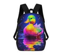 sinyumoney 3D Printed School Bag Colorful Duck Reflection Kid's Backpack Bookbag Cute Rucksacks Waterproof Fashion Casual Schoolbag for Kids 17inch