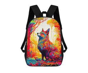 sinyumoney 3D Printed School Bag Colorful Fox in Fantasy Forest-1 Kid's Backpack Bookbag Cute Rucksacks Waterproof Fashion Casual Schoolbag for Kids 17inch