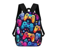 sinyumoney 3D Printed School Bag Colorful Game Controllers Pattern-2 Kid's Backpack Bookbag Cute Rucksacks Waterproof Fashion Casual Schoolbag for Kids 17inch