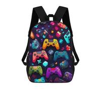 sinyumoney 3D Printed School Bag Colorful Game Controllers Pattern Kid's Backpack Bookbag Cute Rucksacks Waterproof Fashion Casual Schoolbag for Kids 17inch