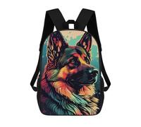 sinyumoney 3D Printed School Bag Colorful German Shepherd Portrait -3 Kid's Backpack Bookbag Cute Rucksacks Waterproof Fashion Casual Schoolbag for Kids 17inch