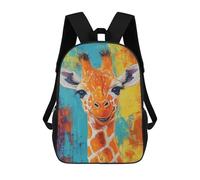 sinyumoney 3D Printed School Bag Colorful Giraffe Art Print Kid's Backpack Bookbag Cute Rucksacks Waterproof Fashion Casual Schoolbag for Kids 17inch