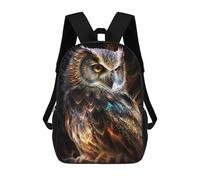sinyumoney 3D Printed School Bag Colorful Glowing Owl Artwork Kid's Backpack Bookbag Cute Rucksacks Waterproof Fashion Casual Schoolbag for Kids 17inch