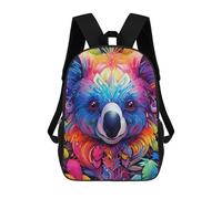 sinyumoney 3D Printed School Bag Colorful Koala Portrait-1 Kid's Backpack Bookbag Cute Rucksacks Waterproof Fashion Casual Schoolbag for Kids 17inch