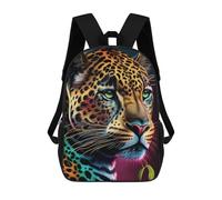 sinyumoney 3D Printed School Bag Colorful Leopard Portrait -8 Kid's Backpack Bookbag Cute Rucksacks Waterproof Fashion Casual Schoolbag for Kids 17inch