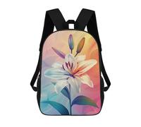 sinyumoney 3D Printed School Bag Colorful Lily Flower Art Kid's Backpack Bookbag Cute Rucksacks Waterproof Fashion Casual Schoolbag for Kids 17inch
