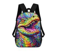 sinyumoney 3D Printed School Bag Colorful Lizard Artwork Kid's Backpack Bookbag Cute Rucksacks Waterproof Fashion Casual Schoolbag for Kids 17inch