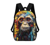 sinyumoney 3D Printed School Bag Colorful Monkey Portrait -2 Kid's Backpack Bookbag Cute Rucksacks Waterproof Fashion Casual Schoolbag for Kids 17inch