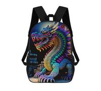 sinyumoney 3D Printed School Bag Colorful Mythical Dragon Statue Kid's Backpack Bookbag Cute Rucksacks Waterproof Fashion Casual Schoolbag for Kids 17inch