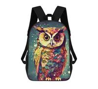 sinyumoney 3D Printed School Bag Colorful Owl Illustration Kid's Backpack Bookbag Cute Rucksacks Waterproof Fashion Casual Schoolbag for Kids 17inch