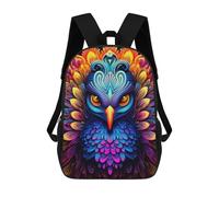 sinyumoney 3D Printed School Bag Colorful Peacock Artwork-6 Kid's Backpack Bookbag Cute Rucksacks Waterproof Fashion Casual Schoolbag for Kids 17inch