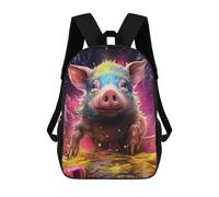 sinyumoney 3D Printed School Bag Colorful Pig Fantasy Scene Kid's Backpack Bookbag Cute Rucksacks Waterproof Fashion Casual Schoolbag for Kids 17inch