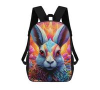 sinyumoney 3D Printed School Bag Colorful Rabbit Portrait Kid's Backpack Bookbag Cute Rucksacks Waterproof Fashion Casual Schoolbag for Kids 17inch