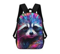 sinyumoney 3D Printed School Bag Colorful Raccoon Artwork-10 Kid's Backpack Bookbag Cute Rucksacks Waterproof Fashion Casual Schoolbag for Kids 17inch