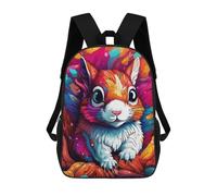 sinyumoney 3D Printed School Bag Colorful Squirrel Artwork-1 Kid's Backpack Bookbag Cute Rucksacks Waterproof Fashion Casual Schoolbag for Kids 17inch