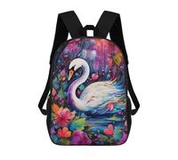 sinyumoney 3D Printed School Bag Colorful Swan Painting Kid's Backpack Bookbag Cute Rucksacks Waterproof Fashion Casual Schoolbag for Kids 17inch