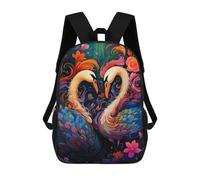 sinyumoney 3D Printed School Bag Colorful Swans Artwork Kid's Backpack Bookbag Cute Rucksacks Waterproof Fashion Casual Schoolbag for Kids 17inch
