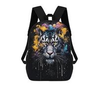 sinyumoney 3D Printed School Bag Colorful Tiger Portrait -26 Kid's Backpack Bookbag Cute Rucksacks Waterproof Fashion Casual Schoolbag for Kids 17inch
