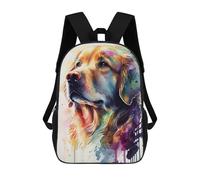 sinyumoney 3D Printed School Bag Colorful Watercolor Dog Portrait -2 Kid's Backpack Bookbag Cute Rucksacks Waterproof Fashion Casual Schoolbag for Kids 17inch