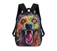 sinyumoney 3D Printed School Bag Colorful Wolf Art Print Kid's Backpack Bookbag Cute Rucksacks Waterproof Fashion Casual Schoolbag for Kids 17inch