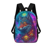 sinyumoney 3D Printed School Bag Cosmic Wolf Portrait Kid's Backpack Bookbag Cute Rucksacks Waterproof Fashion Casual Schoolbag for Kids 17inch