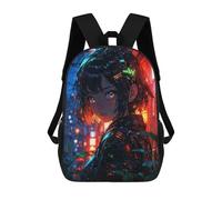 sinyumoney 3D Printed School Bag Cute Anime Girl Big Eye Kid's Backpack Bookbag Cute Rucksacks Waterproof Fashion Casual Schoolbag for Kids 17inch