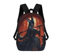 sinyumoney 3D Printed School Bag Dark Fantasy Warrior Artwork Kid's Backpack Bookbag Cute Rucksacks Waterproof Fashion Casual Schoolbag for Kids 17inch